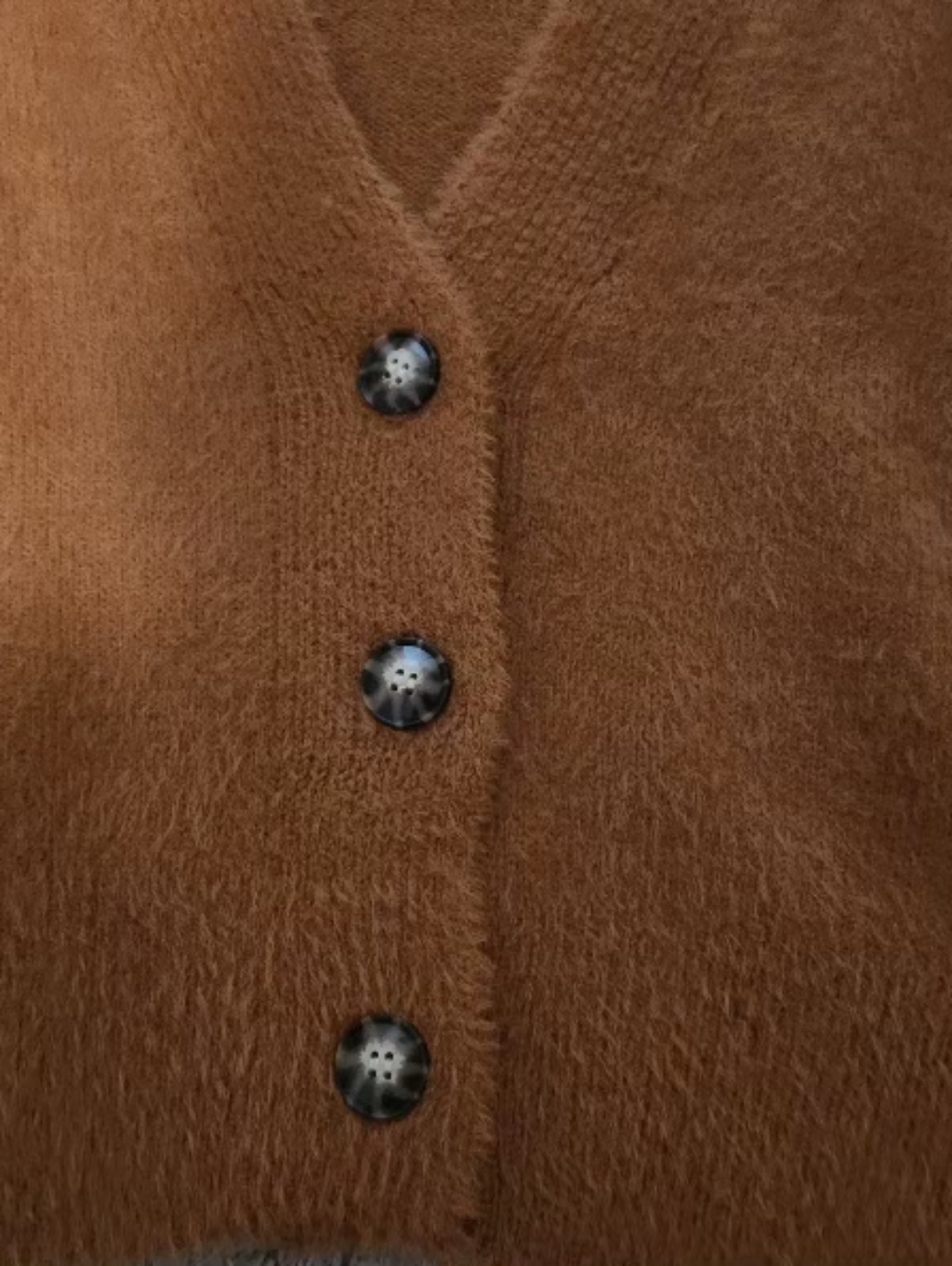 Industry Knit V-Neck Sweater Button Cardigan in Rust Brown - Picture 7 of 8